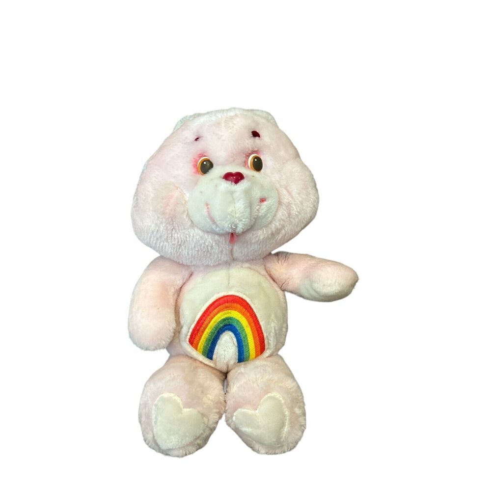 Vintage Care Bear Cheer Bear Plush 1983 13" Pink Rainbow Original Plush Heart